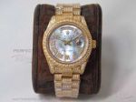 TW Copy 904L Rolex Day Date 41 Baguette Diamond Bezel MOP Dial All Gold Band 2836 Automatic Watch